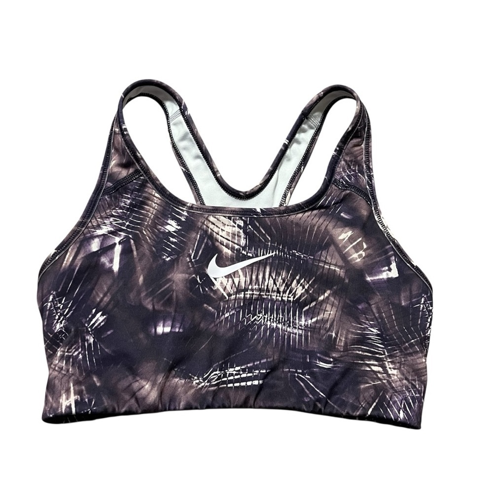 Nike Pro Classic Center Swoosh Sports Bra Size Medium Purple Abstract